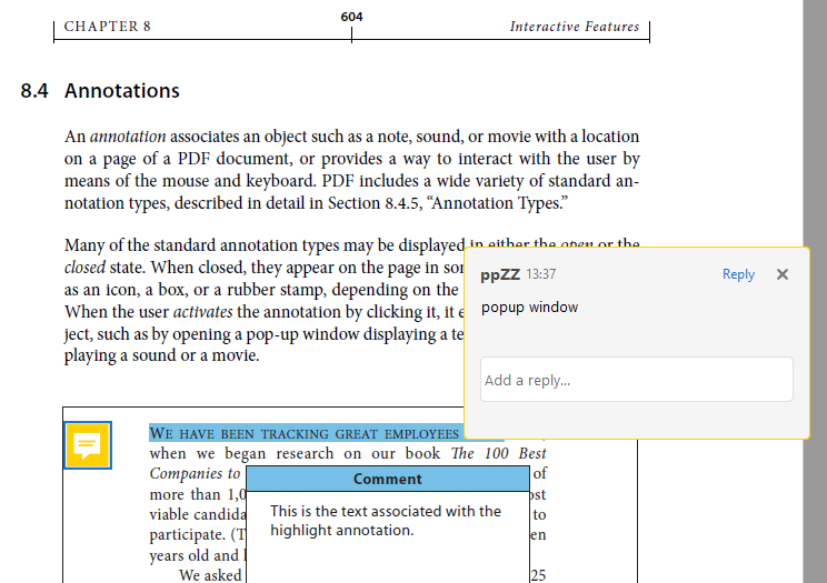 Всплывающее окно аннотации в PDF после обработки PyPDF