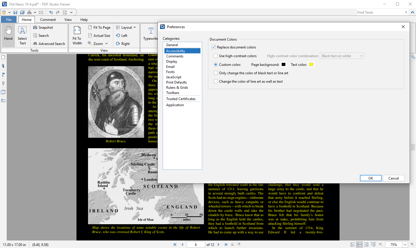 Настройка цветов страницы и элементов интерфейса Qoppa PDF Studio Viewer