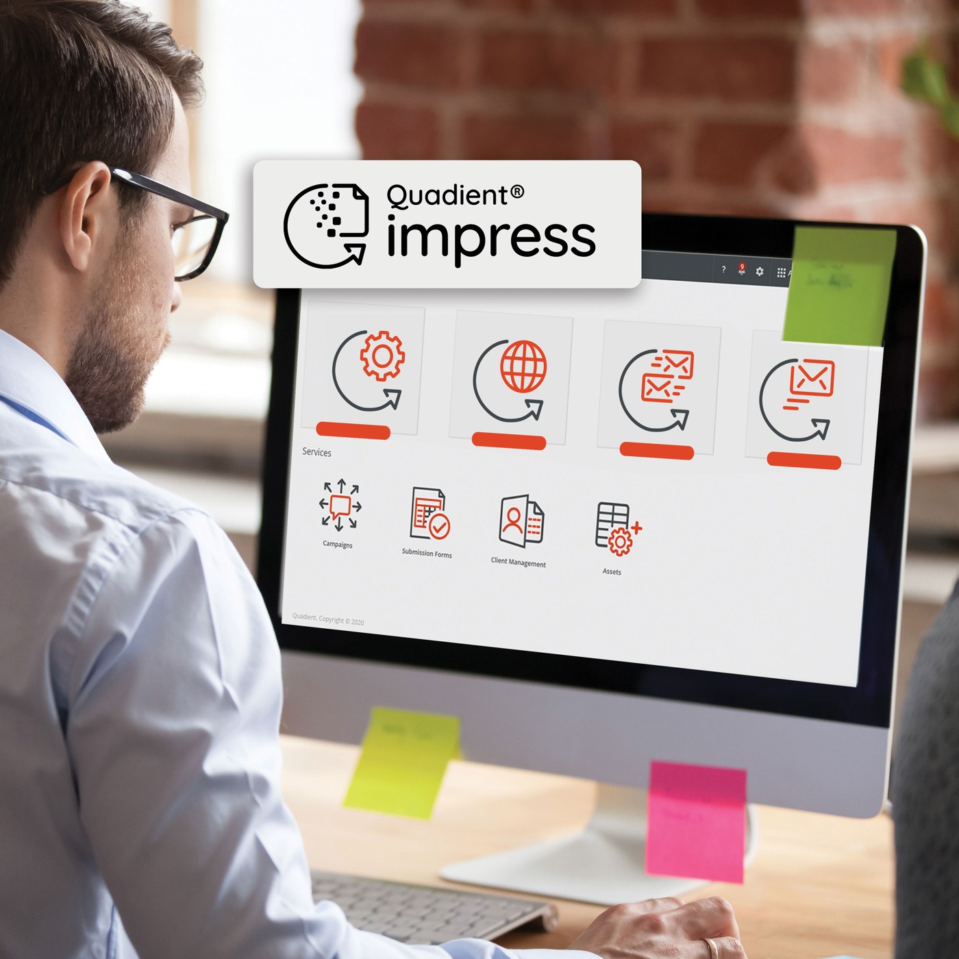 Главная рабочая область Quadient Impress с доступными операциями