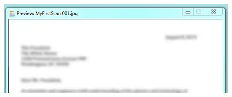 Окно Preview в QuickScan с именем отсканированного JPEG-файла