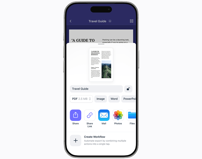 Экспорт документа из Scanner Pro