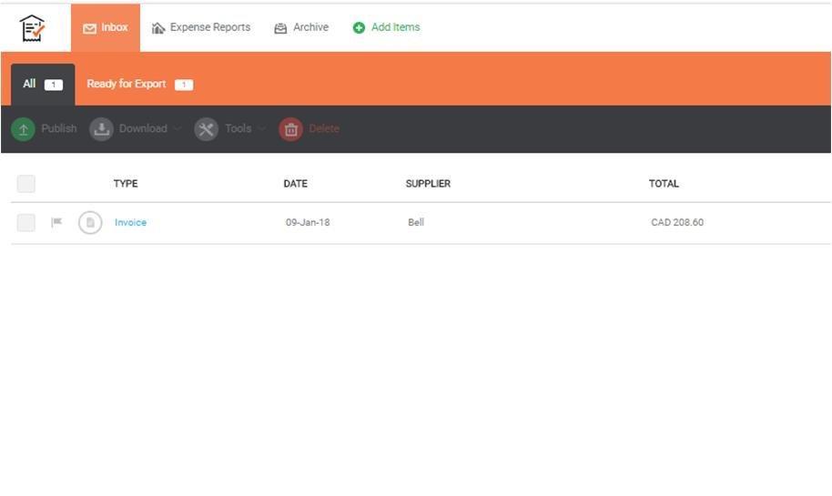 Очередь входящих документов Receipt Bank