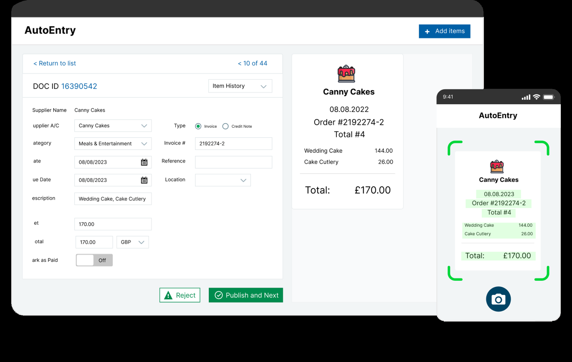 Проверка счёта и мобильный захват документа в Sage AutoEntry