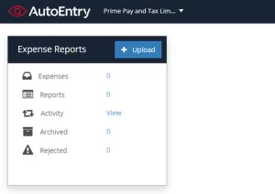 Навигация раздела Expense Reports Sage AutoEntry