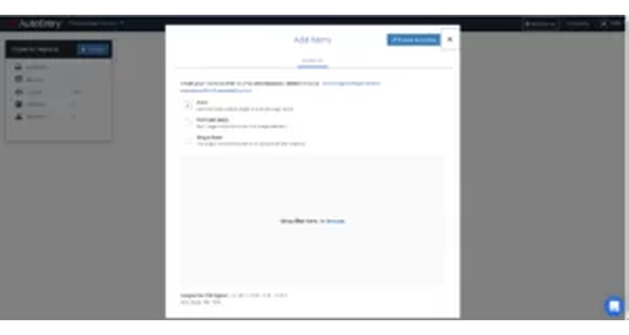 Окно добавления документов Sage AutoEntry