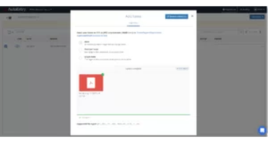 Выбранный файл в форме загрузки Sage AutoEntry