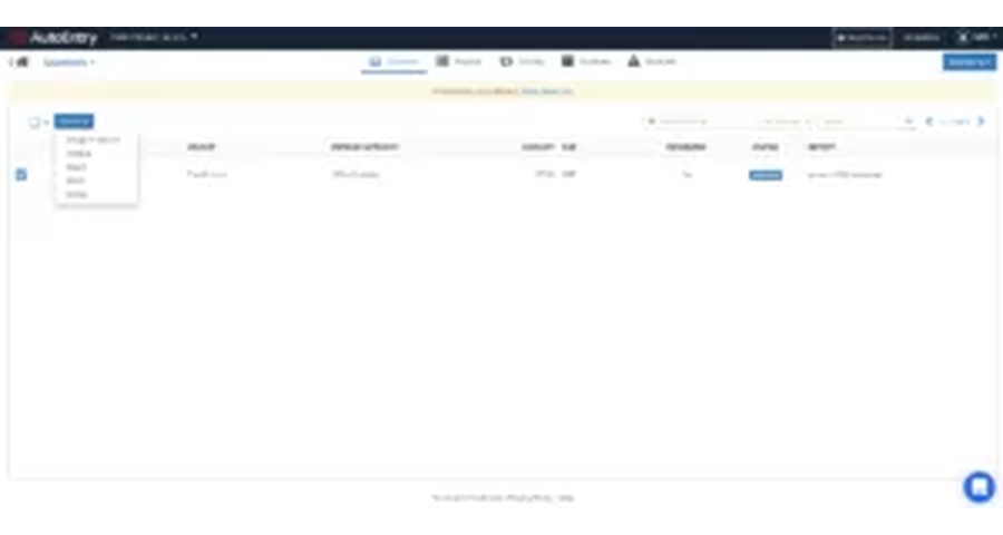 Список документов и меню действий Sage AutoEntry