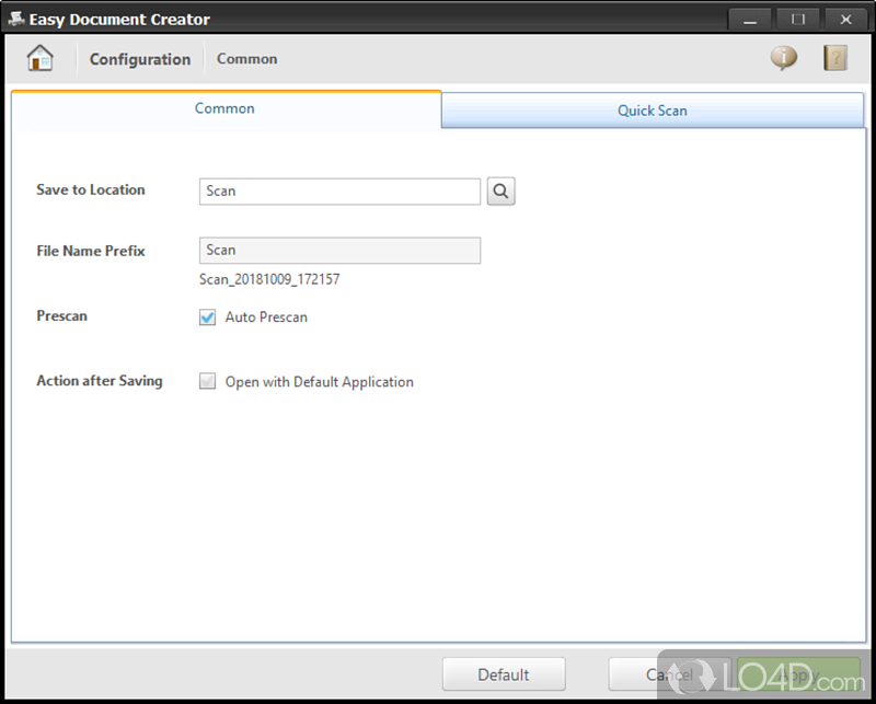 Общие настройки папки и имени в Samsung Easy Document Creator 1.x