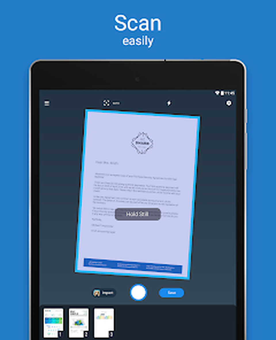 Захват страницы Scan Hero на планшете с лентой снятых кадров