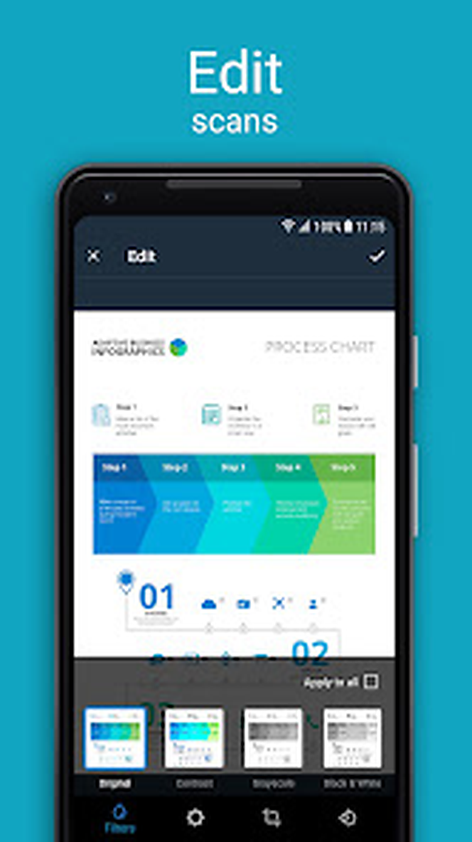 Редактор Scan Hero с фильтрами и настройкой страницы на телефоне