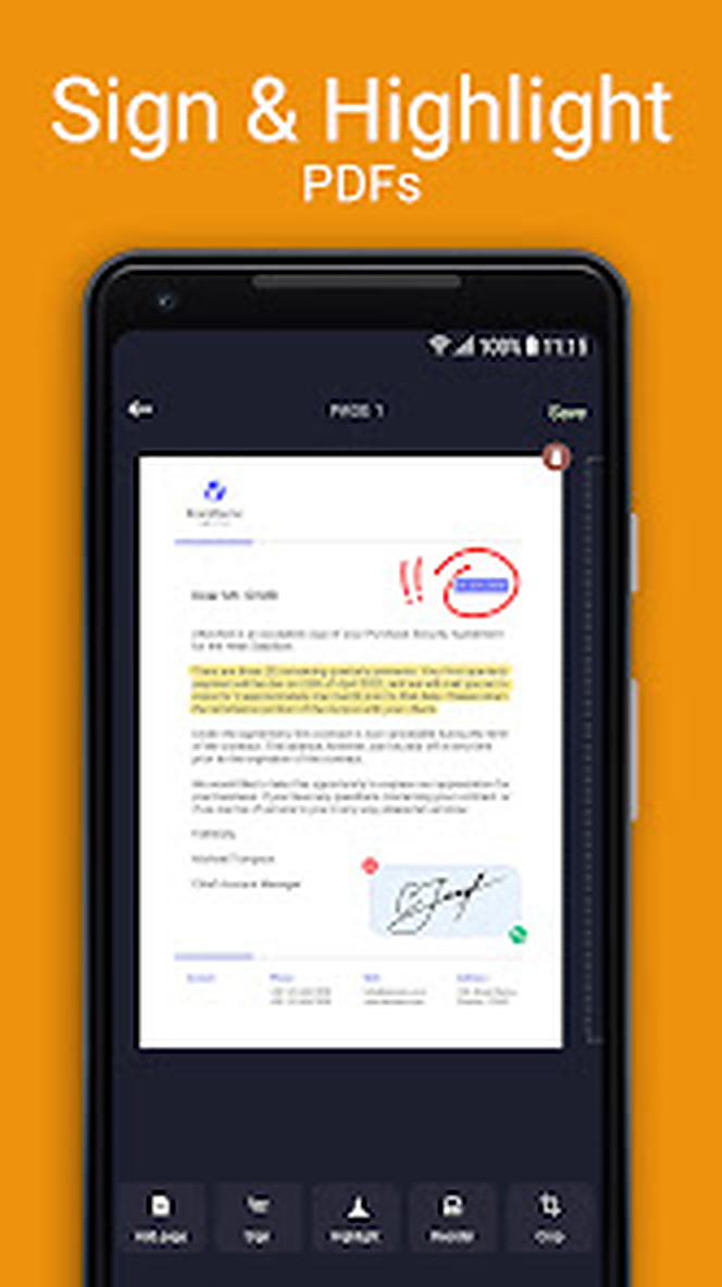 Страница Scan Hero с подписью и цветным выделением