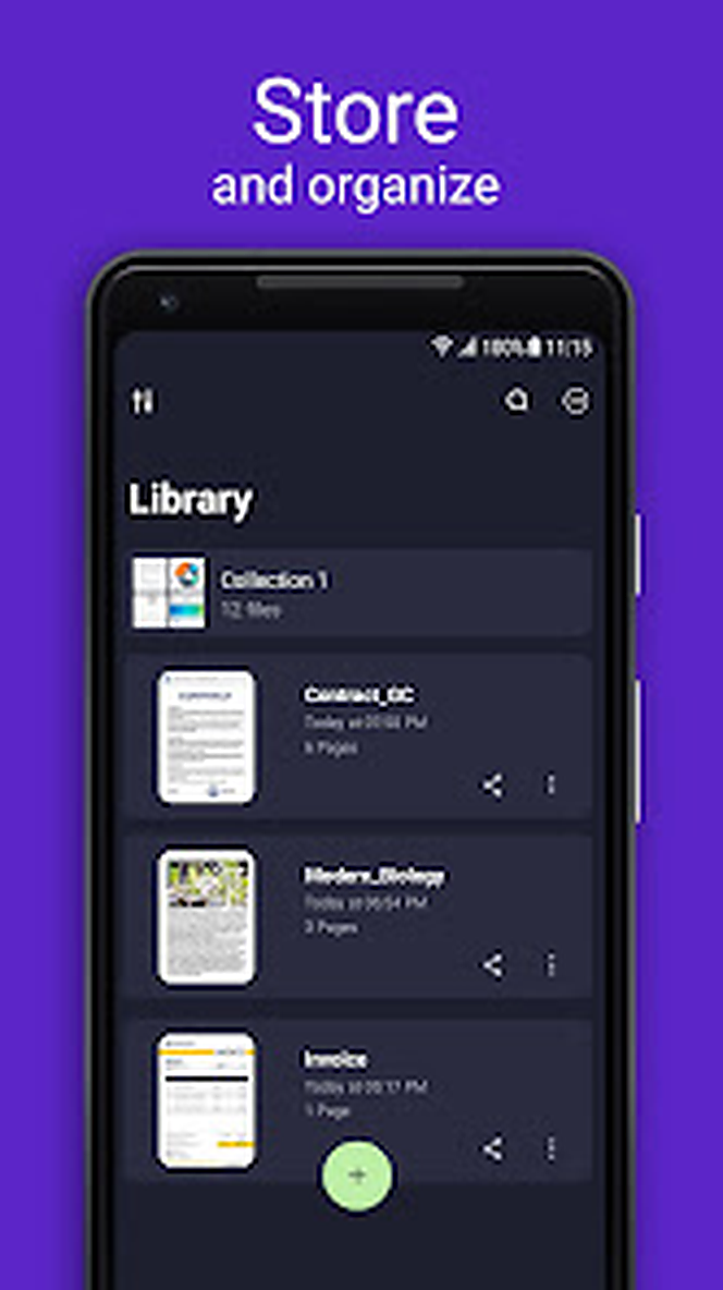 Библиотека Scan Hero с папками и карточками документов