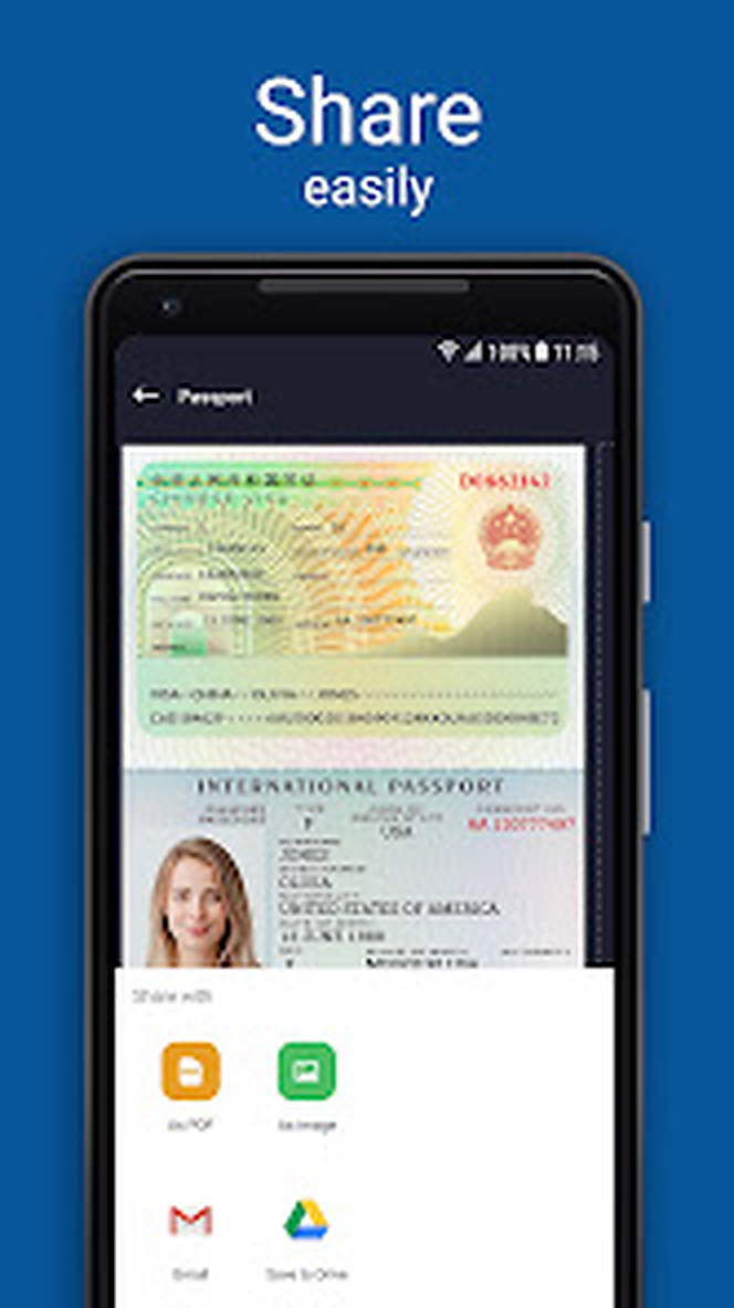 Системное меню отправки документа из Scan Hero