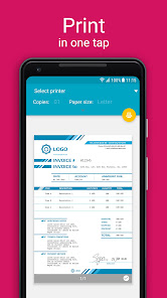 Предварительный просмотр печати документа Scan Hero