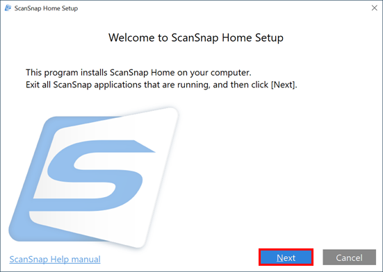 Интерфейс ScanSnap Home: Установка через загрузочный пакет