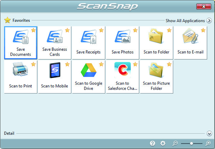 Quick Menu ScanSnap Manager с действиями после сканирования