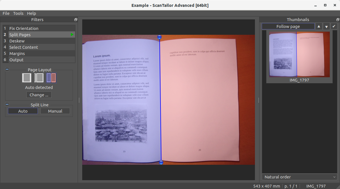 Ручная линия разделения книжного разворота