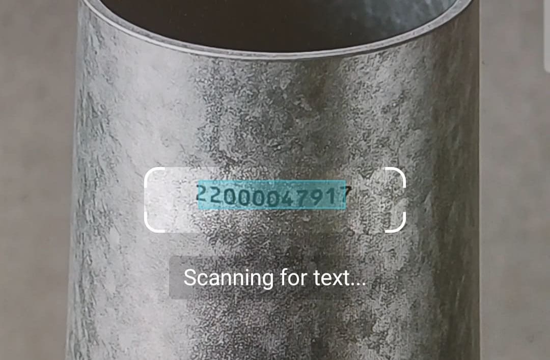 Text Pattern Scanner распознаёт серийный номер в заданной зоне