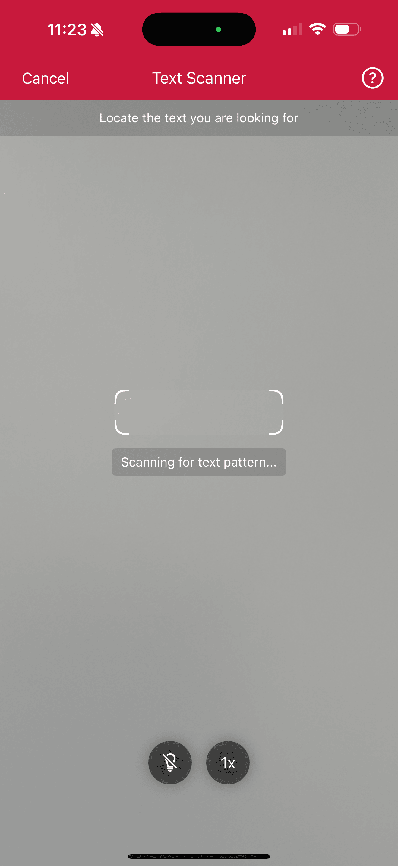 Экран камеры Scanbot Text Pattern Scanner