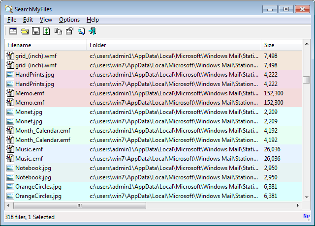 Группы одинаковых файлов в результатах SearchMyFiles