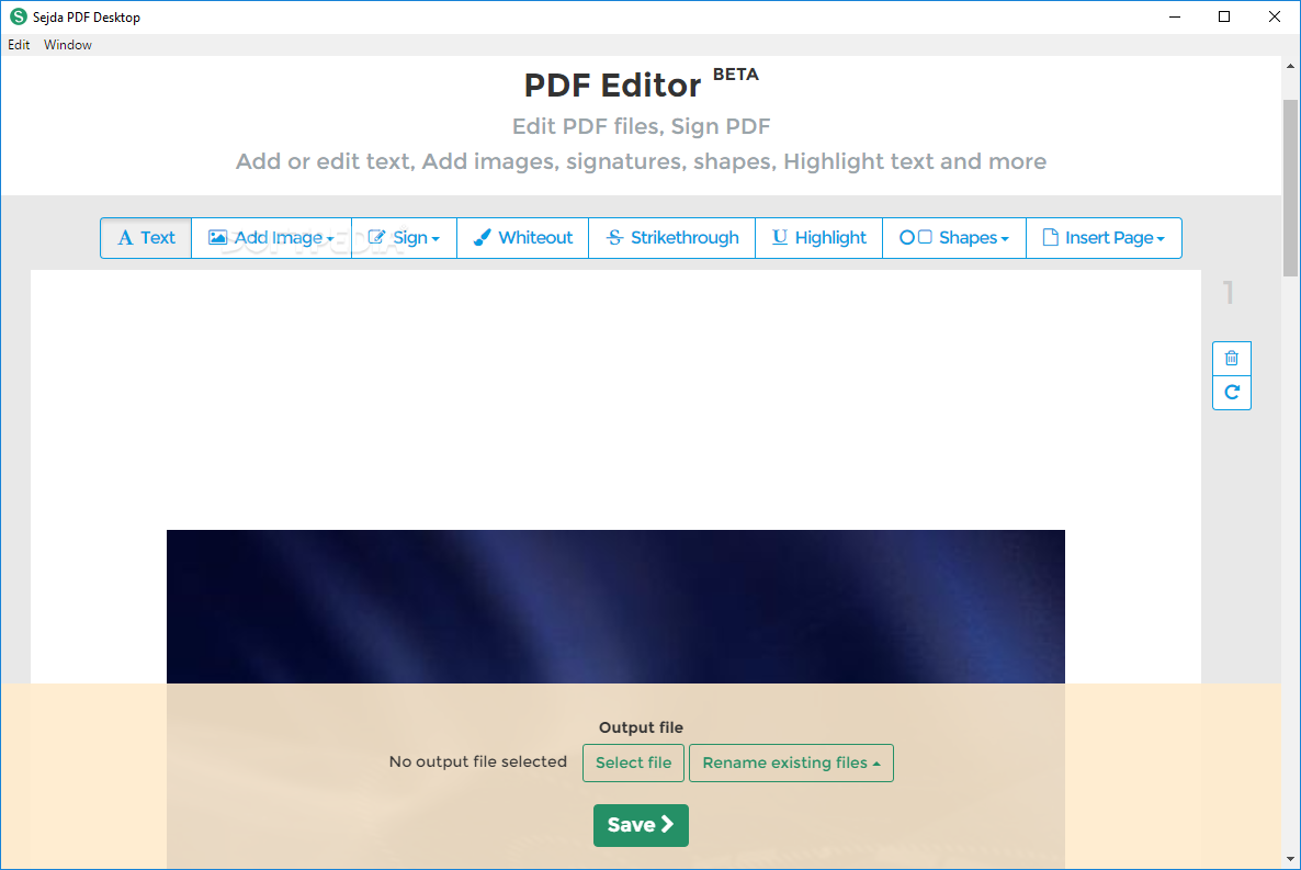 Модуль PDF Editor в Sejda Desktop