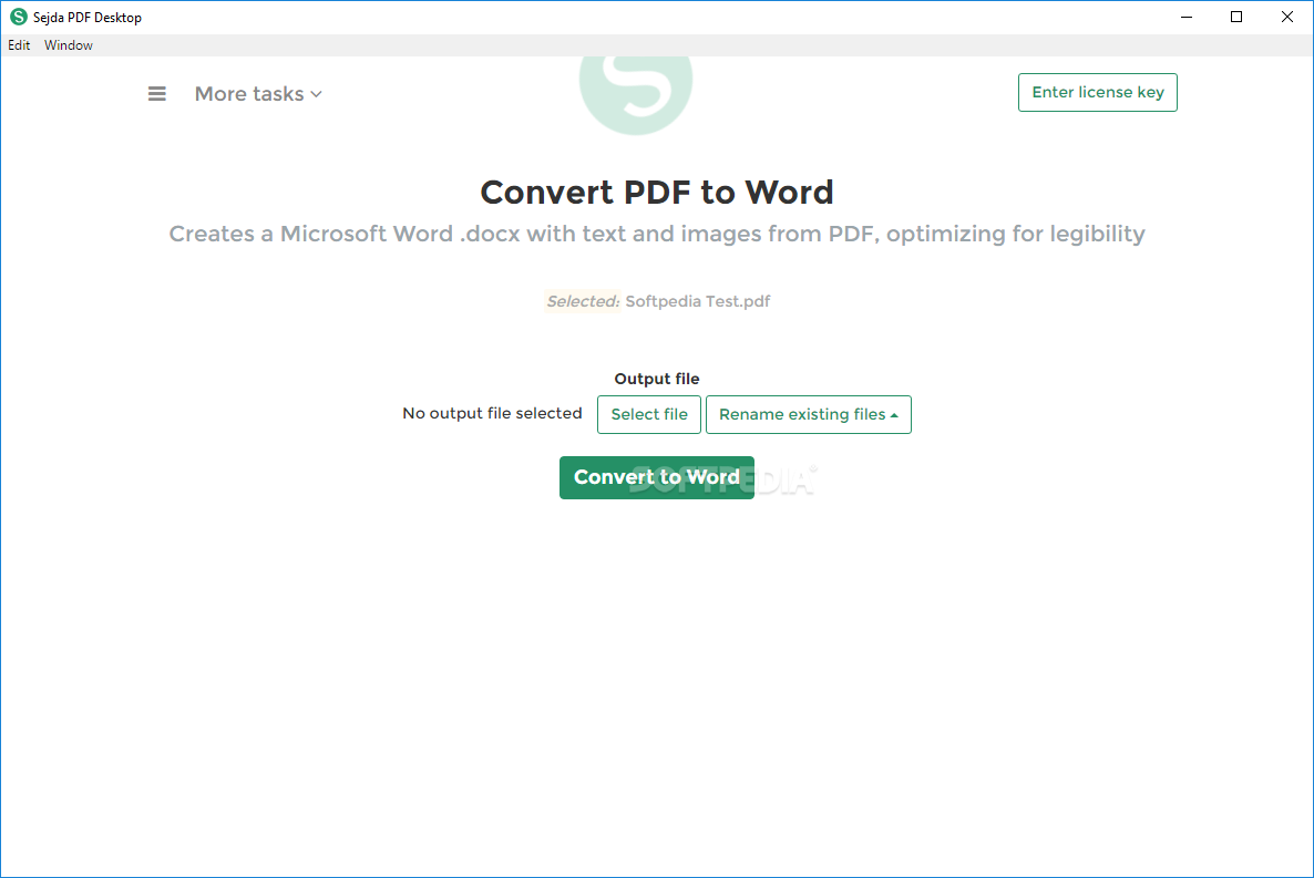 Преобразование PDF в Word в Sejda Desktop