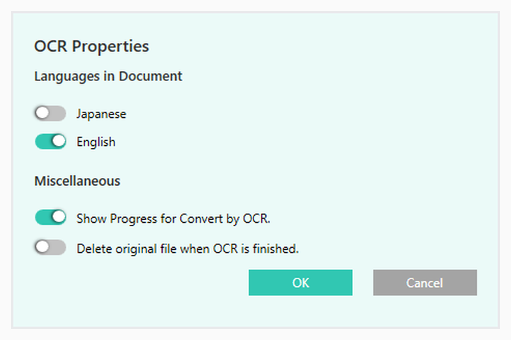 Свойства OCR в профиле
