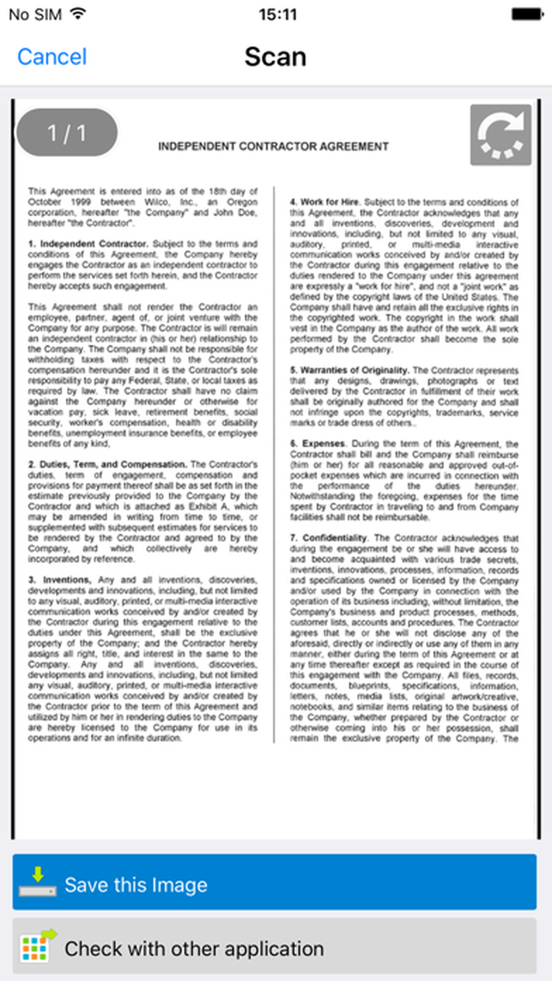 Предварительный просмотр отсканированного PDF в Sharpdesk Mobile