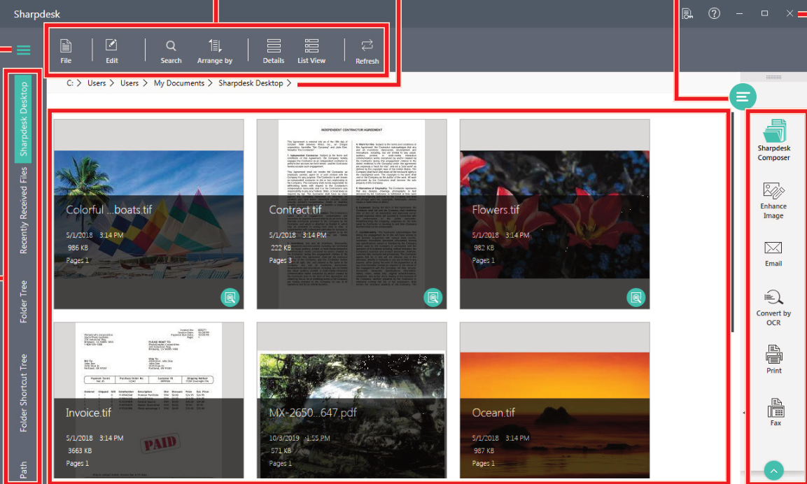 Интерфейс Sharpdesk