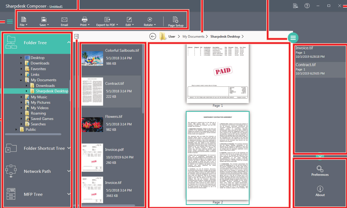 Интерфейс Sharpdesk