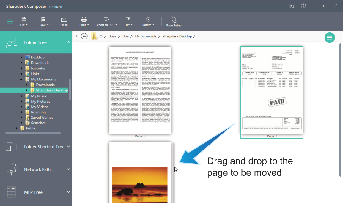 Интерфейс Sharpdesk