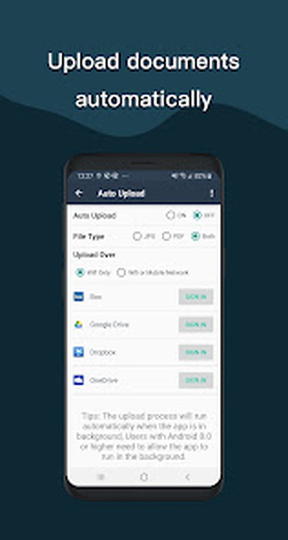 Simple Scanner: настройка автоматической загрузки PDF и JPG в облако