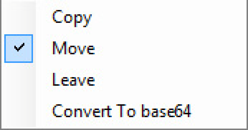 Режимы Copy, Move, Leave и Convert To base64