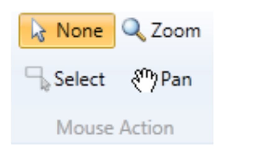 Группа Mouse Action с режимами выбора, масштабирования и перемещения