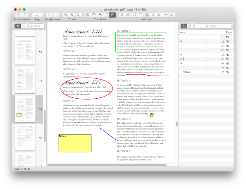 Различные аннотации в PDF внутри Skim