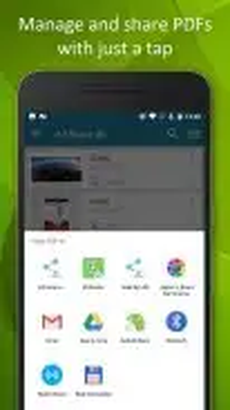 Системное меню отправки PDF из Smart Doc Scanner