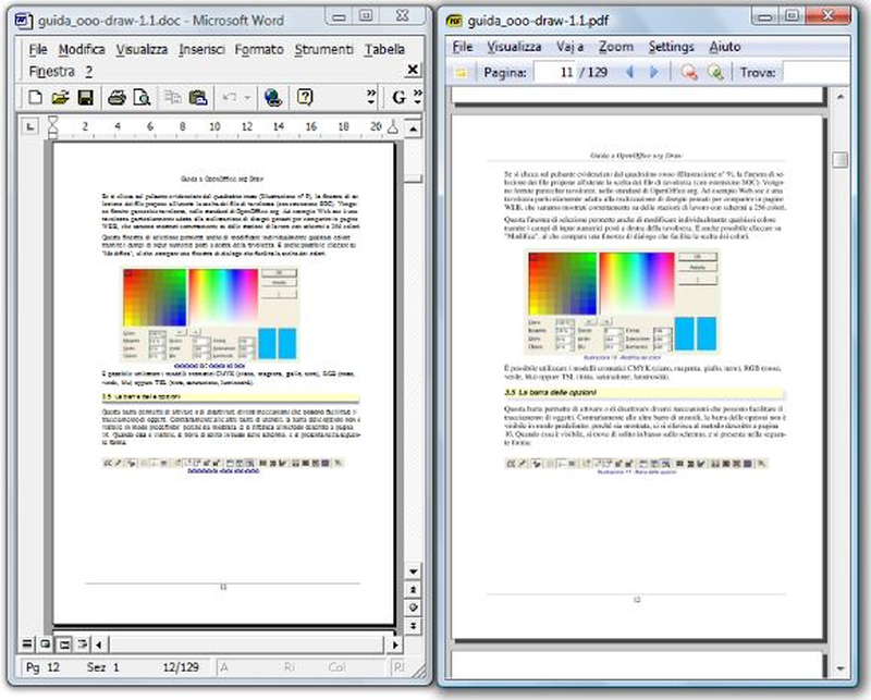 Сопоставление исходной страницы PDF и полученного документа Word