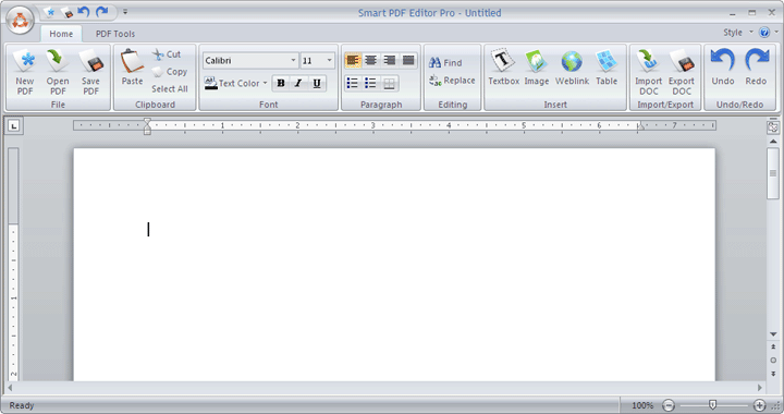 Главная вкладка SmartSoft PDF Editor с командами редактирования текста