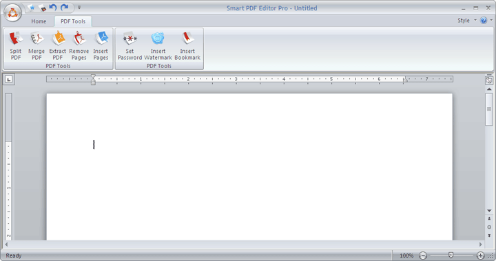 Вкладка PDF Tools со структурными операциями SmartSoft PDF Editor