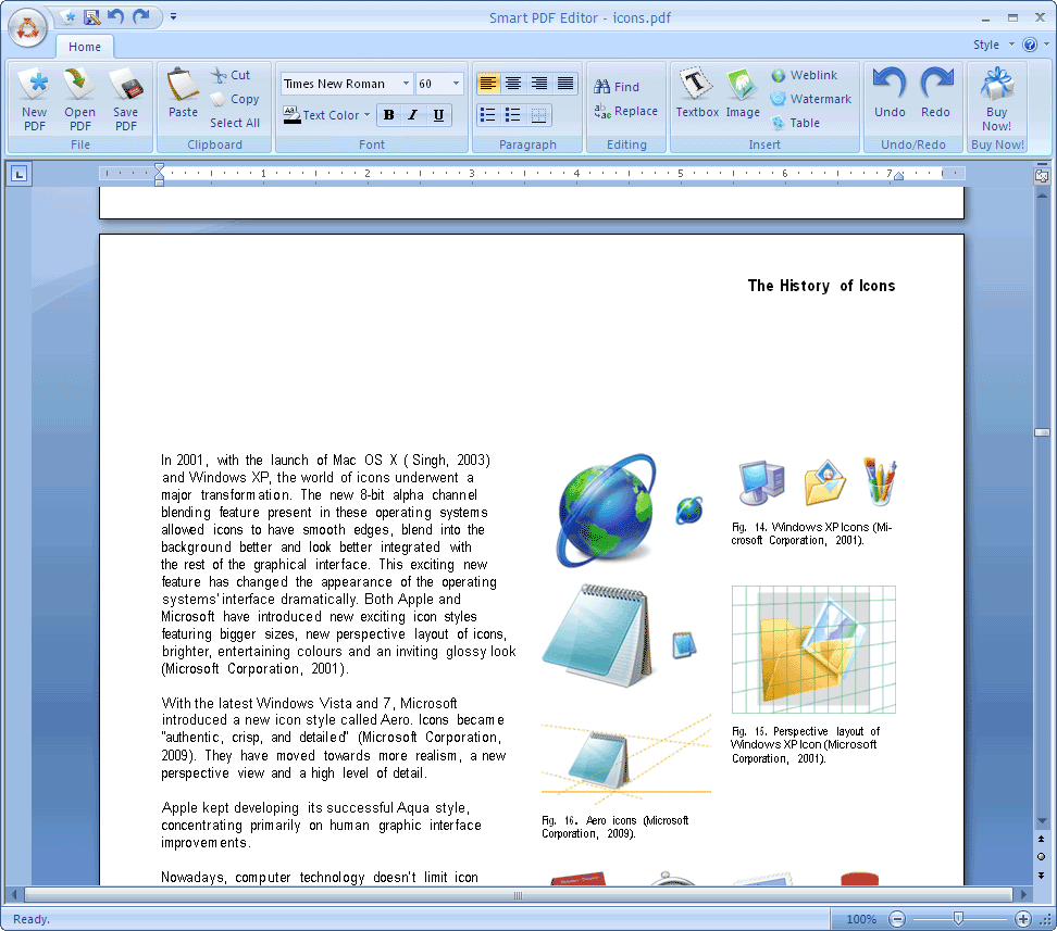 Открытый PDF с текстом и изображениями в SmartSoft PDF Editor