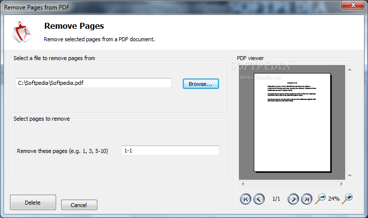 Удаление выбранных страниц в SmartSoft PDF Editor