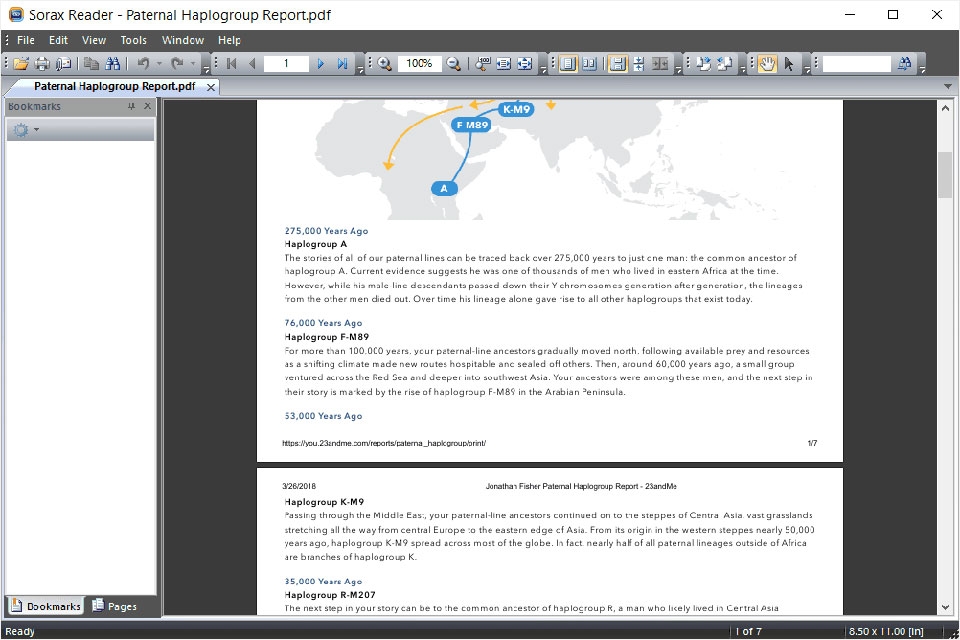 Sorax PDF Reader: закладки и непрерывный просмотр многостраничного PDF