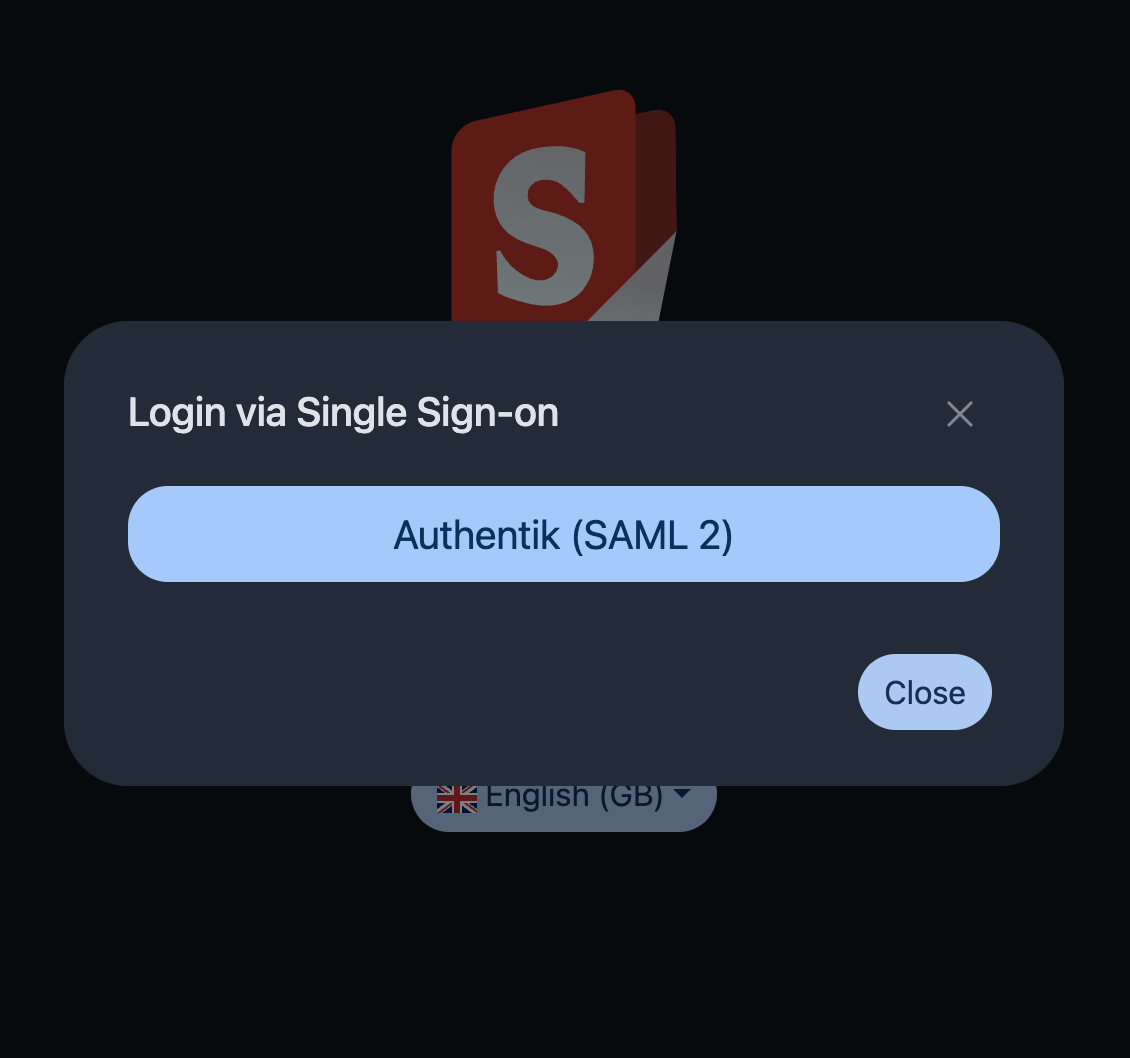 Экран входа Stirling PDF через SAML