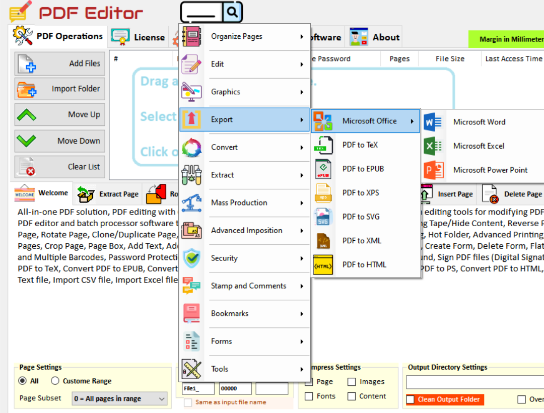 Меню экспорта Super PDF Editor