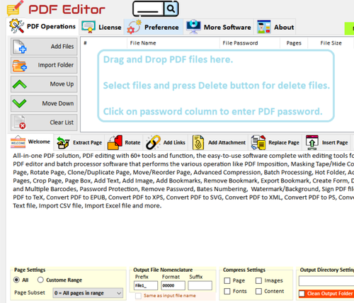 Очередь файлов и кнопки управления Super PDF Editor