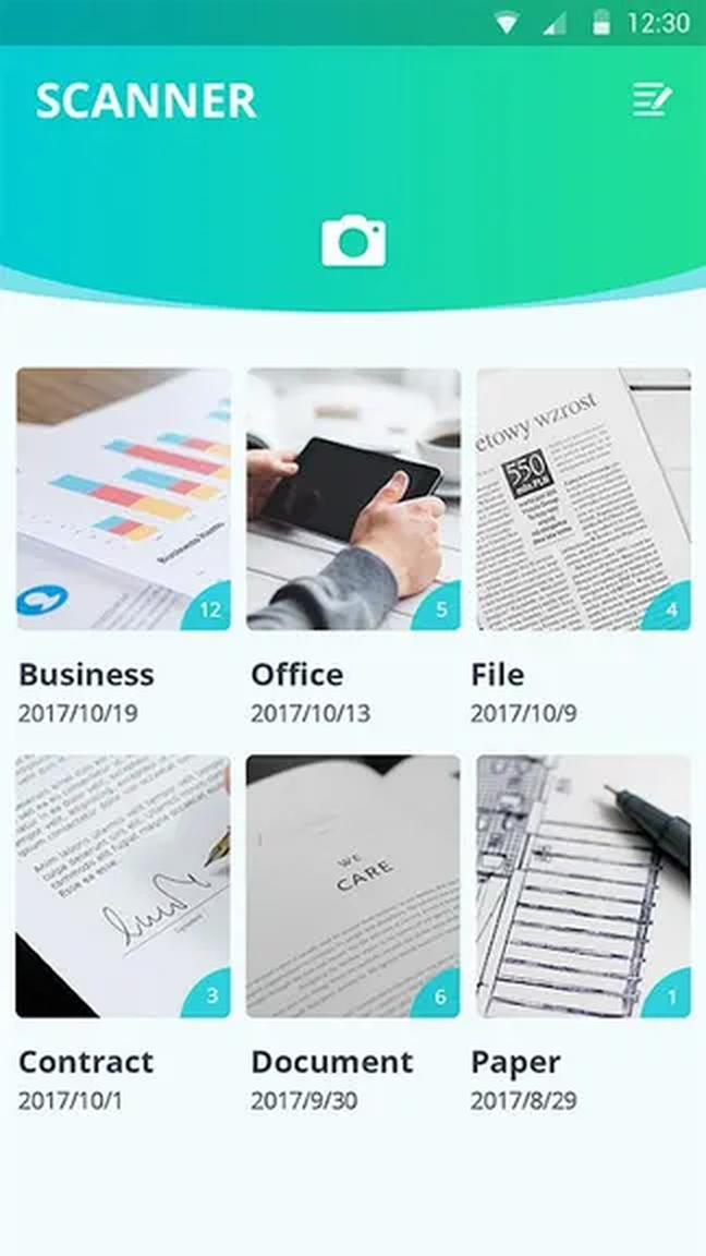 Библиотека документов Super Scanner с плитками и числом страниц