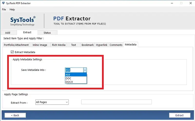 Экспорт метаданных PDF в документ