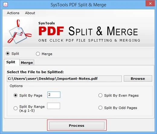 Выбор конкретной страницы в режиме Split By Page