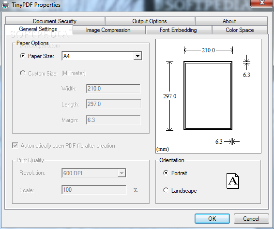Общие настройки TinyPDF