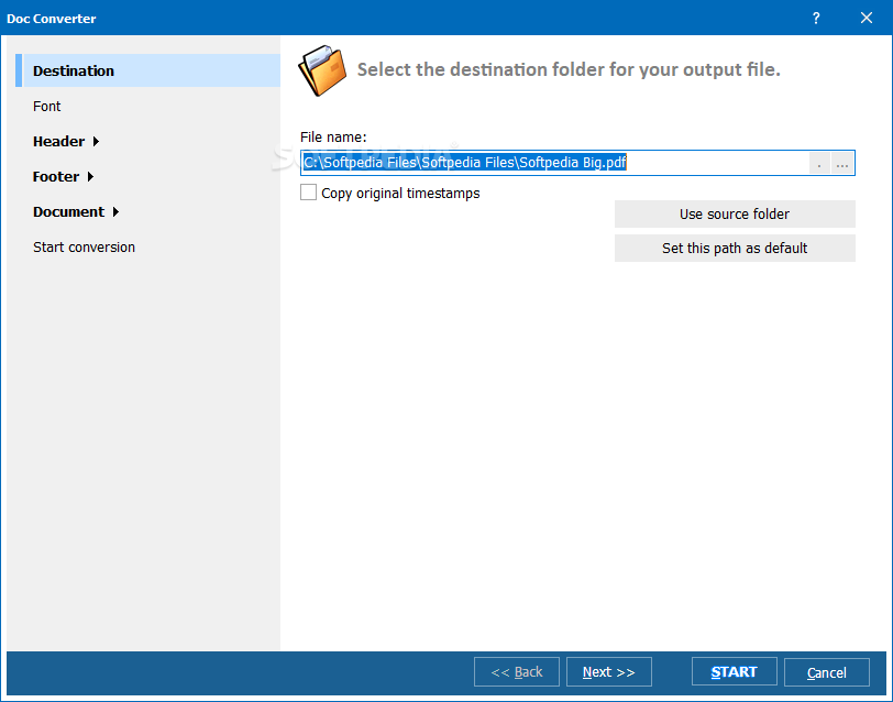 Выбор выходной папки в мастере Total Doc Converter